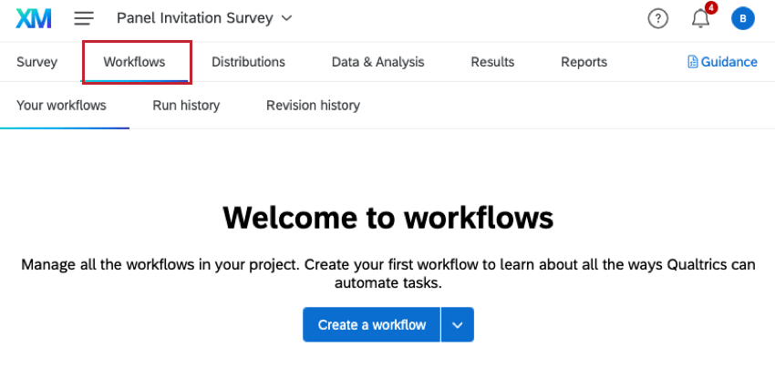 a guia de fluxos de trabalho de um projeto