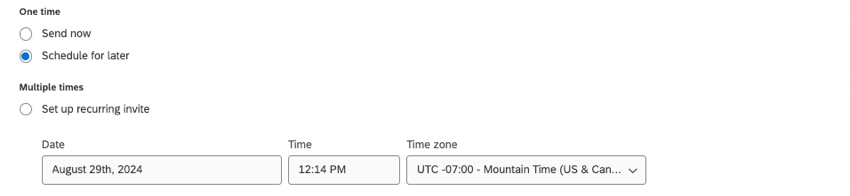 Programar para más tarde hace que aparezca un menú con fecha, hora y zona horaria