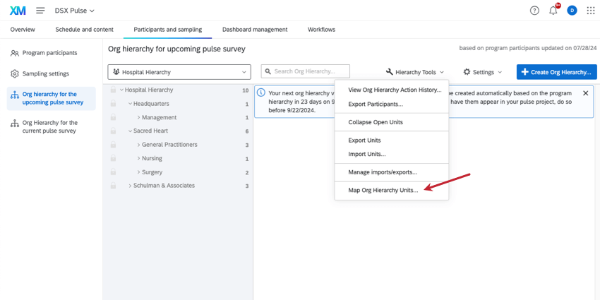map org hierarchy units in the larger program