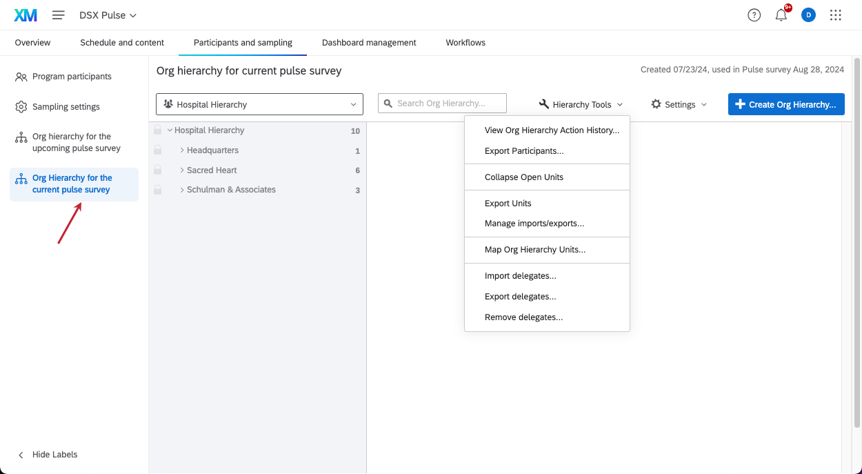à lintérieur du programme dimpulsion, mais à lintérieur de la page de hiérarchie dorganisation en cours, avant de cliquer sur mapper les unités de hiérarchie dorganisation