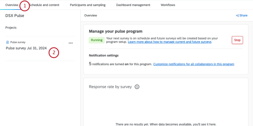 ouvrir une enquête à partir de la page de présentation du programme