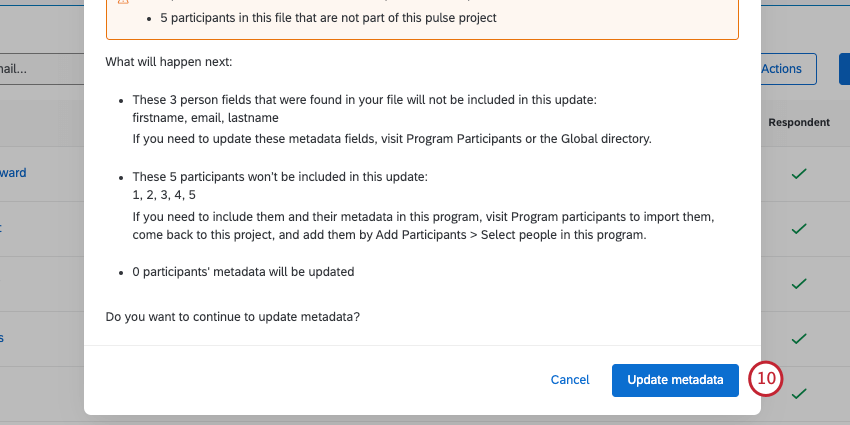 confirmation window complete with error summary