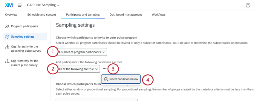 adicionar condições para adicionar aos participantes convidados para o programa de pulso