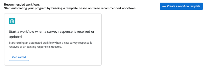 Abschnitt „Empfohlene Workflows“ der Seite „Puls-Workflows“