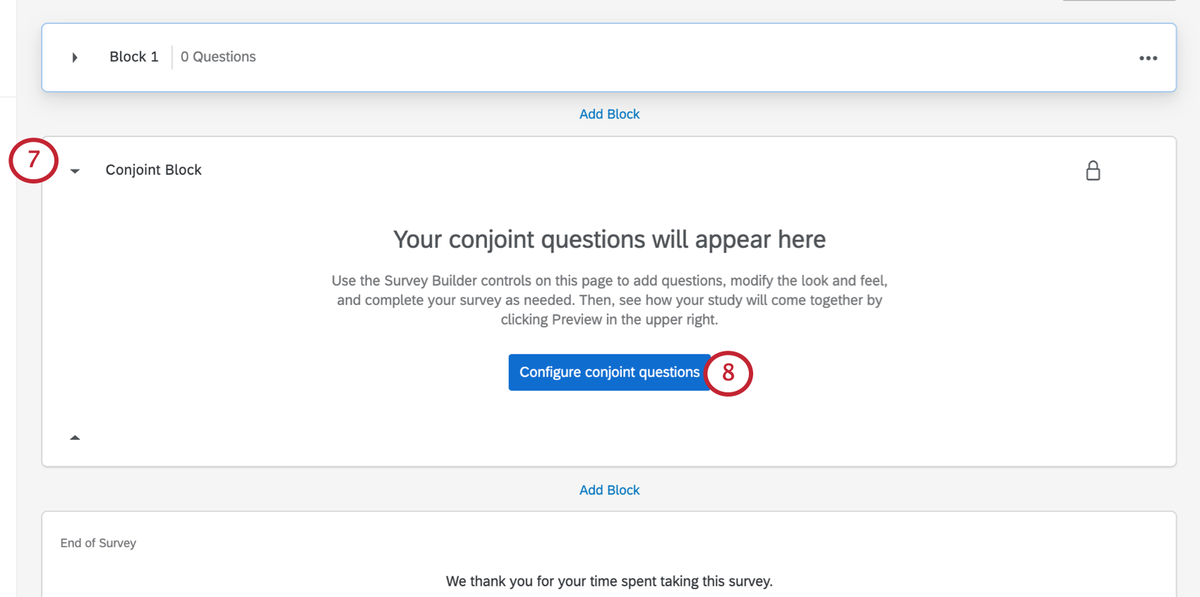 Botón azul Configurar preguntas conjuntas