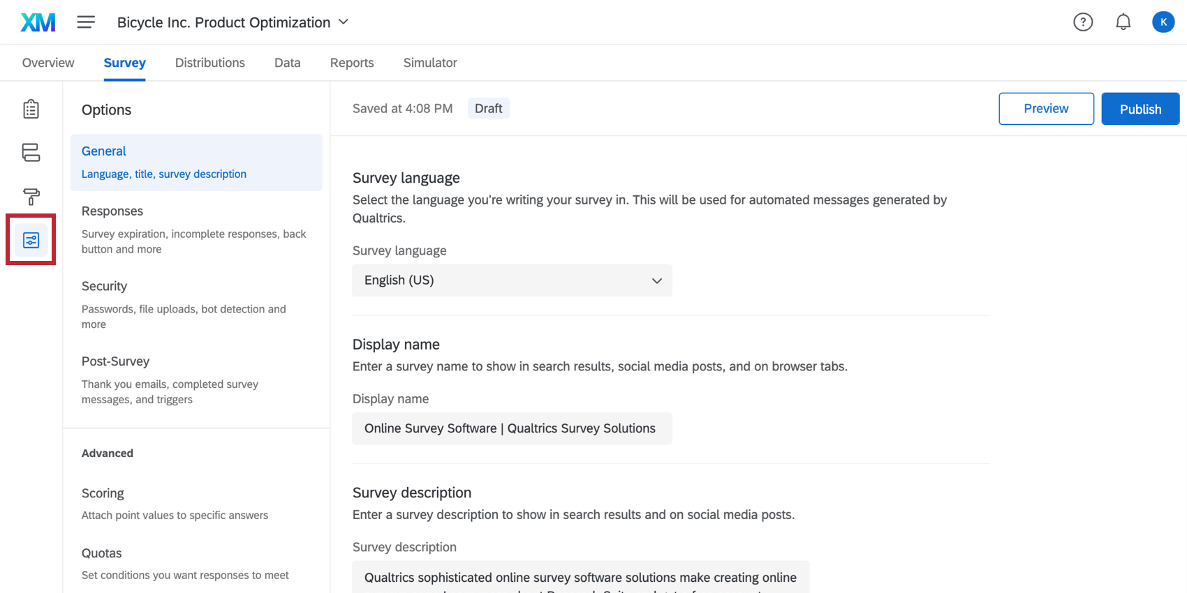 Opciones de la encuesta abiertas