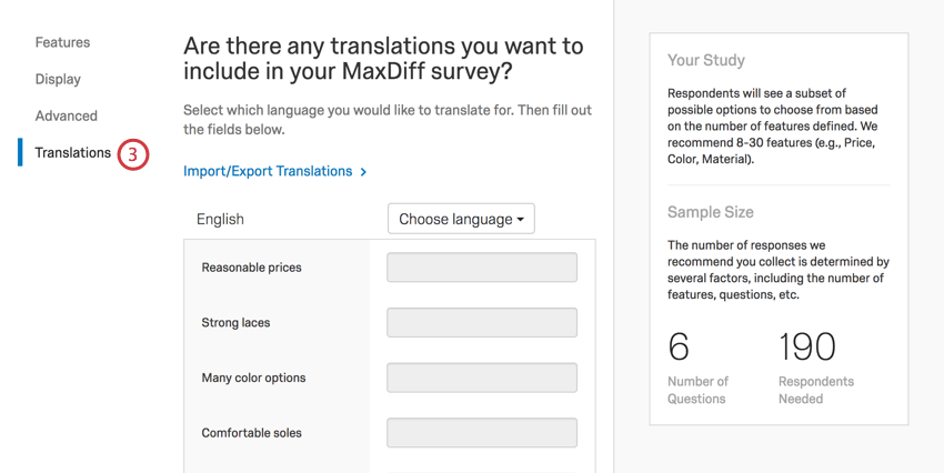 Página de traducciones de la página de atributos