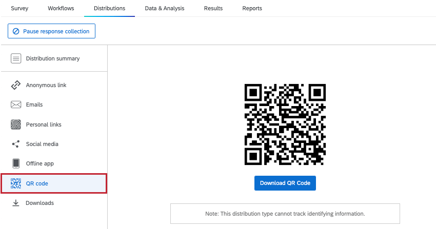 Page du code QR de longlet Distributions