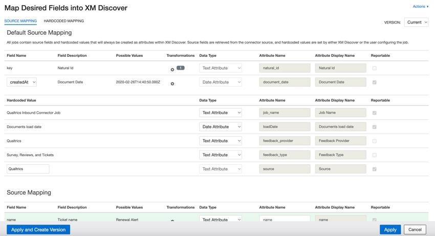 the default fields for an inbound qualtrics job