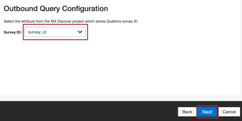 choosing the xm discover attribute that contains survey id