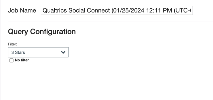 an example query configuration filter for a QSC job