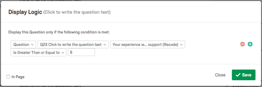 „Your experience (recode)“ (Ihre Erfahrung mit (Umkodierung)) ist größer als oder gleich 5