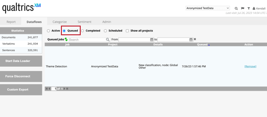 The queued section of dataflows