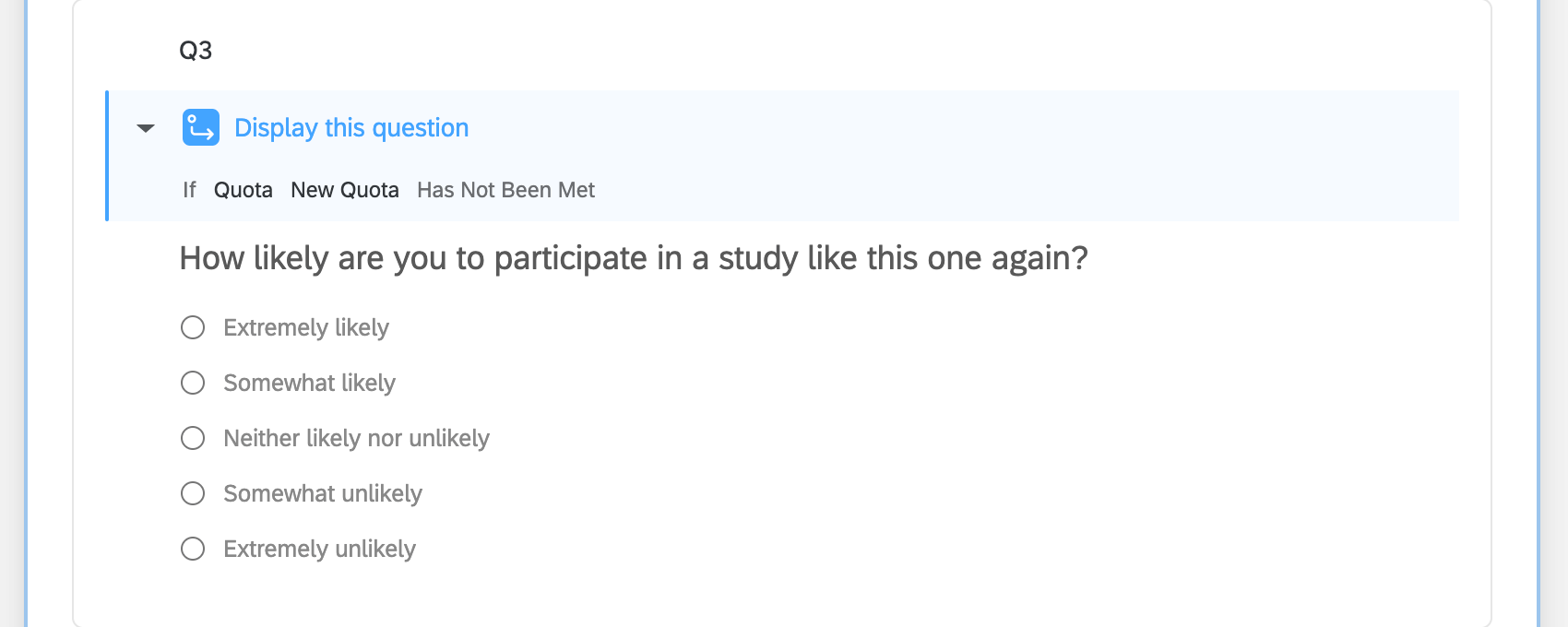 Lógica sofisticada que indica que si no se ha cumplido una cuota , aparecerá una pregunta de texto descriptiva con un código de cupón.
