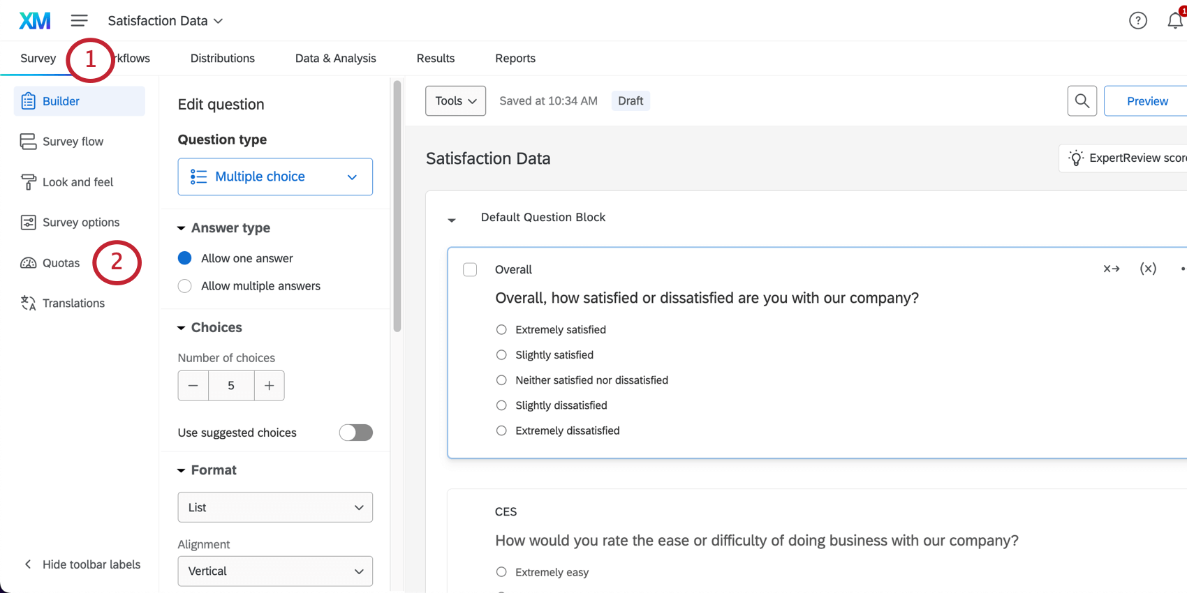 o menu esquerdo é expandido na guia pesquisa. As cotas são destacadas na parte inferior e têm um ícone de medidor