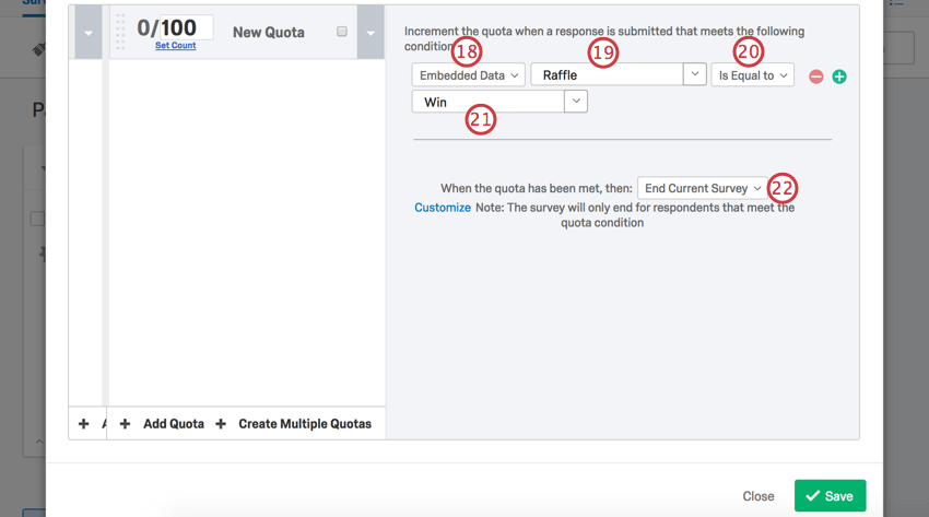 Creating the quota condition