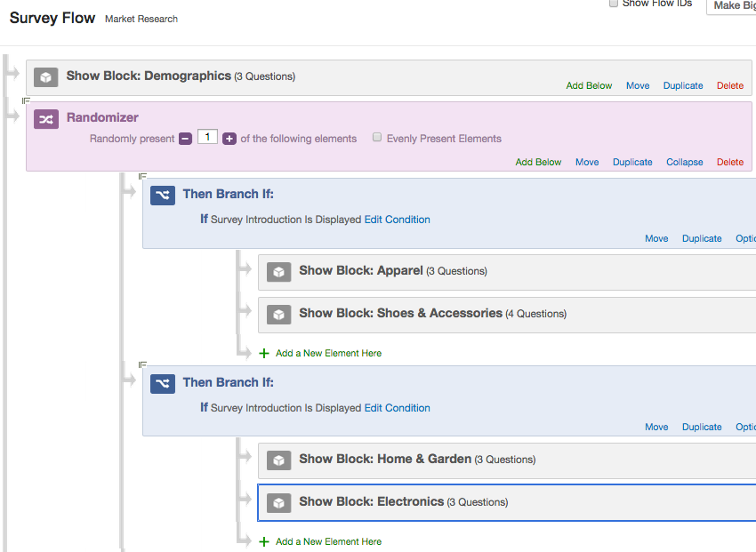 Branches under randomizer organize blocks to be presented together