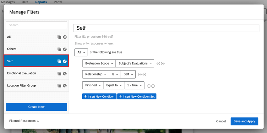 the "self" default rater group filter