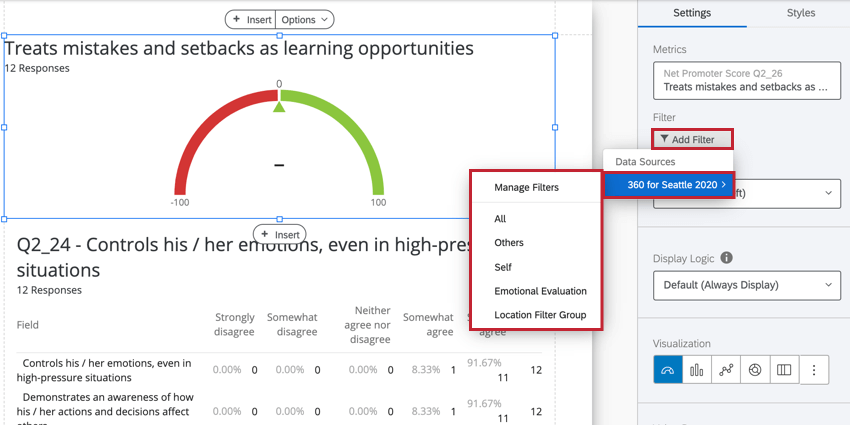 adding a filter to a visualization