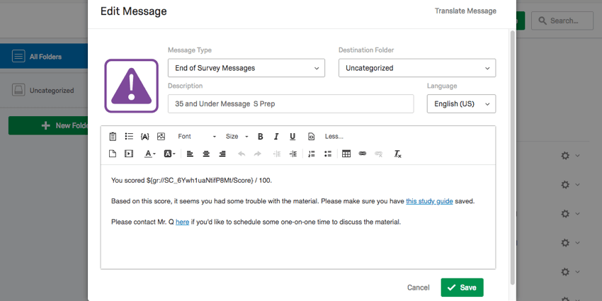 Bibliothèque Messages Éditeur de contenu riche