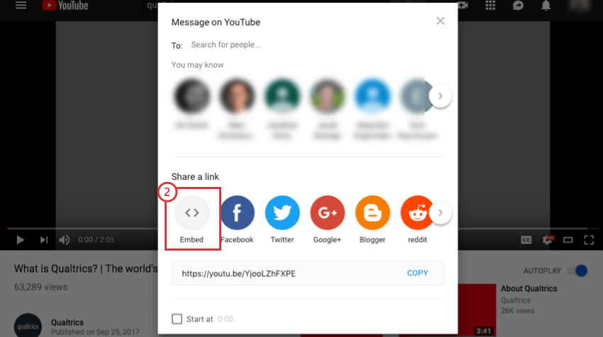 Option „Einbetten“ in der Mitte des Fensters
