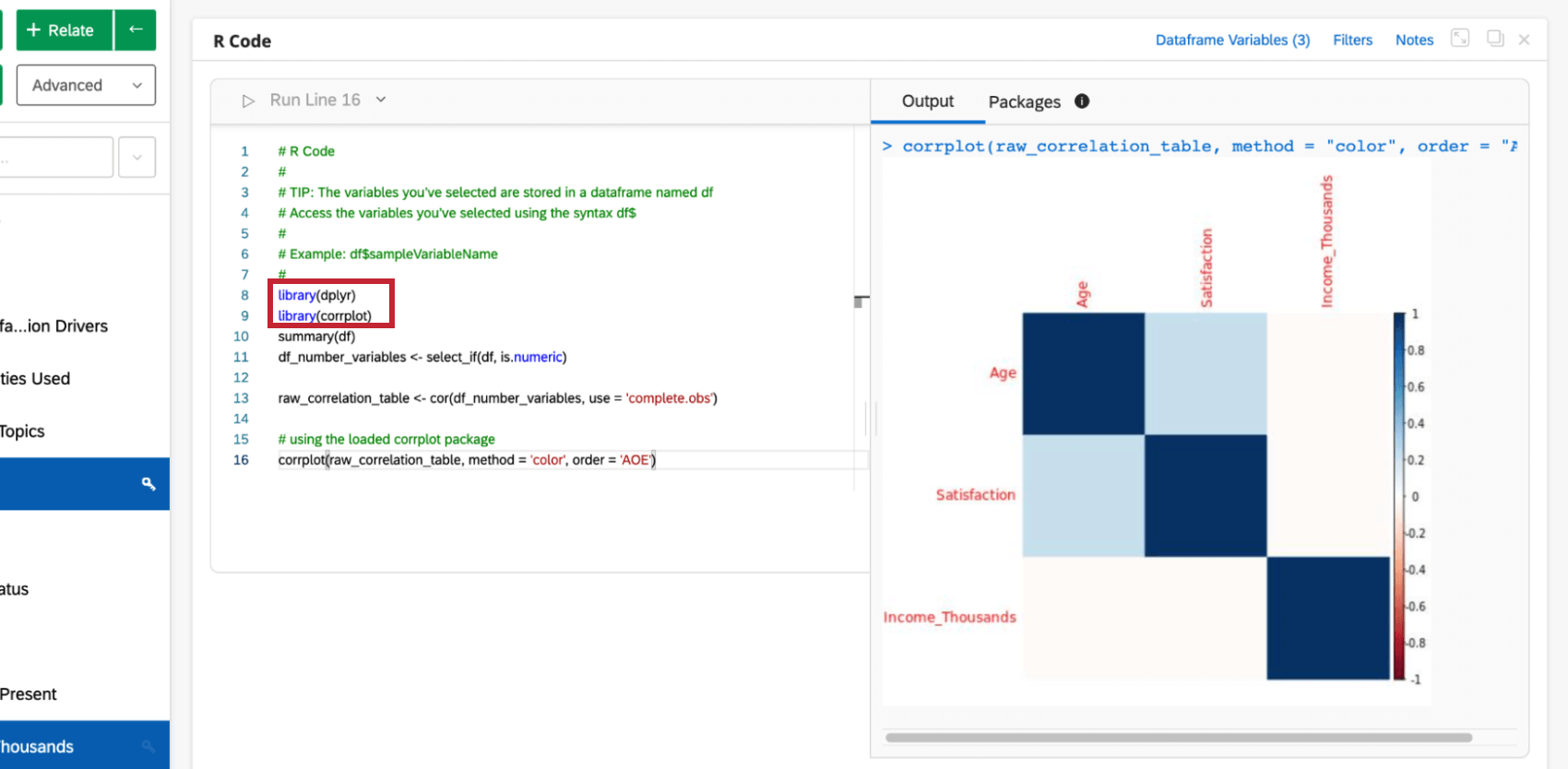 Imagem do cartão de código r que tem funções biblioteca executadas dentro dele