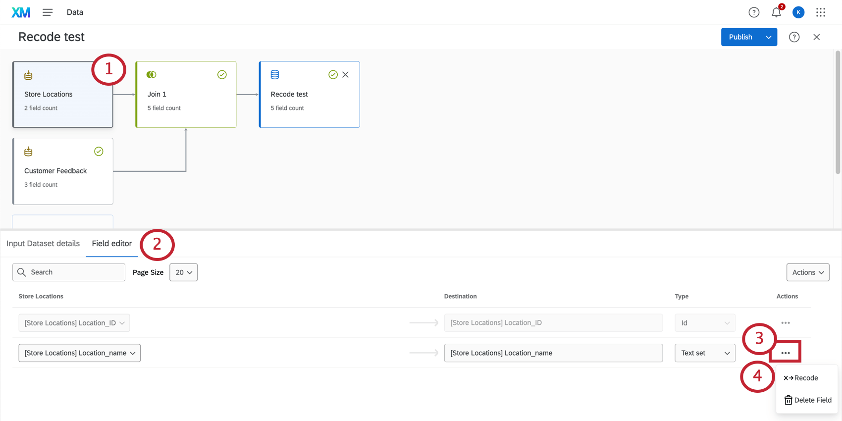 clicking a source in a data model