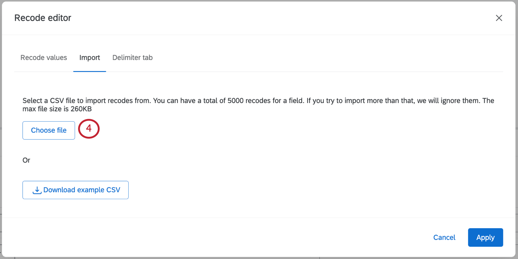 リコードエディターのインポートタブ