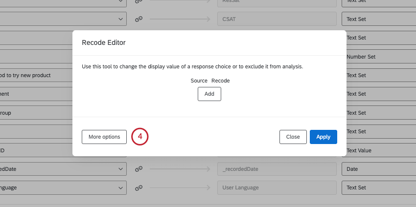 Neues Fenster für die Umschlüsselung ist leer. Schaltfläche für weitere Optionen unten