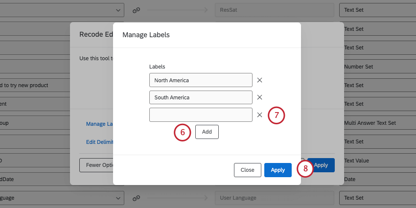 Ein weiteres neues Fenster zum Auflisten von Etiketten