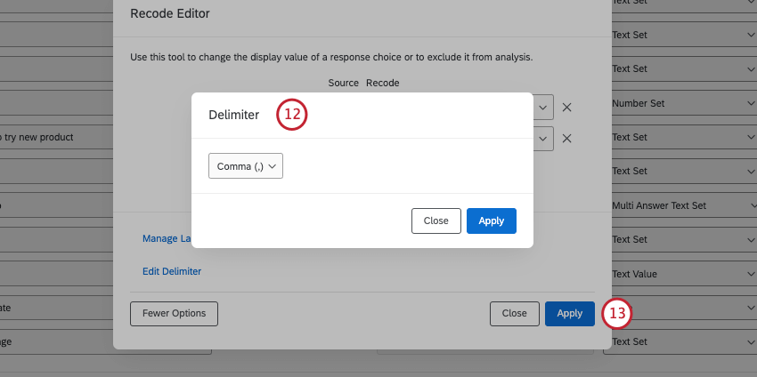 another new window for delimiters