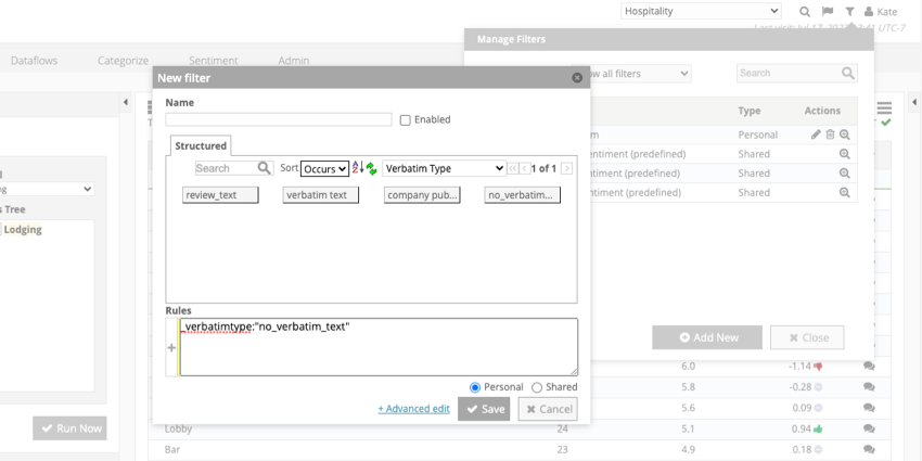 Erstellen eines Filters im Designer