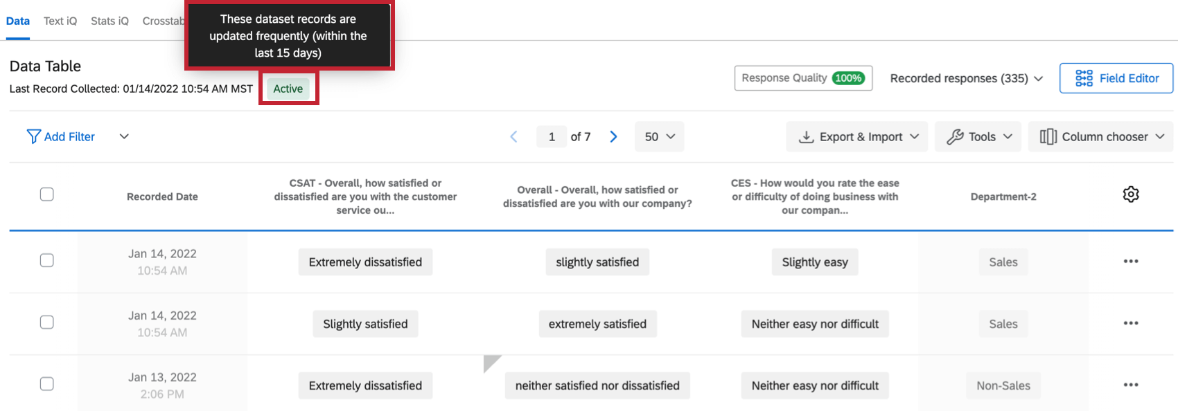 Il tooltip appare quando si passa il mouse sullo stato nel campo dati e analisi