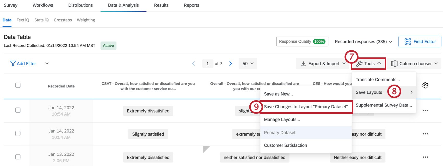 Salvar alterações em um layout no menu Ferramentas )