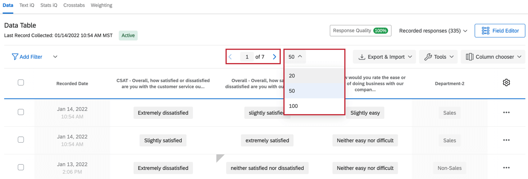 Les flèches au-dessus des réponses