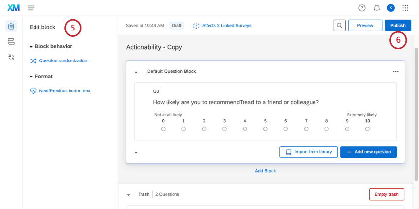 Editing the library survey and publishing it