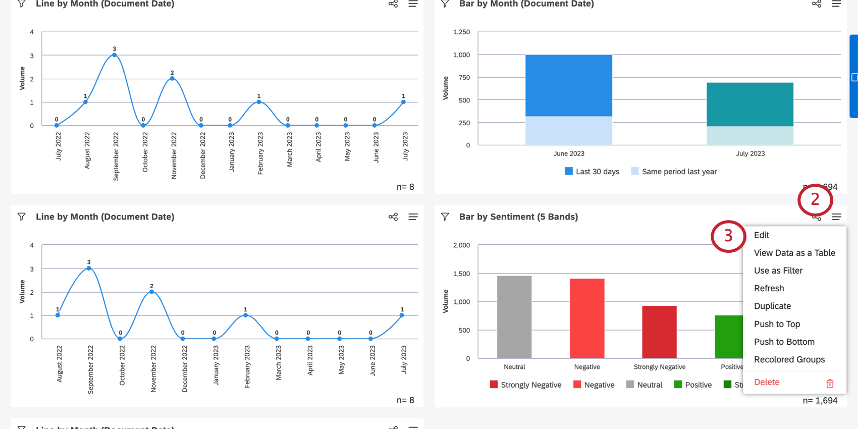 menu na parte superior de um widget