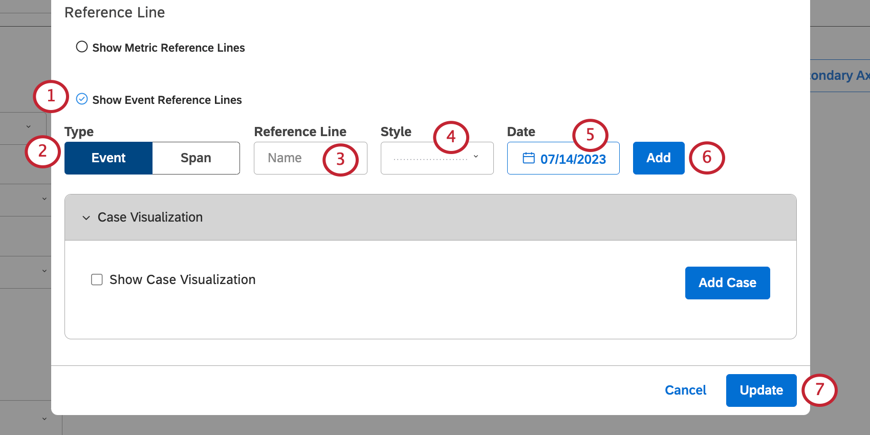 configuring an event reference line