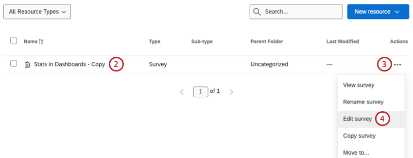 editar a opção de pesquisa nas opções de recursos