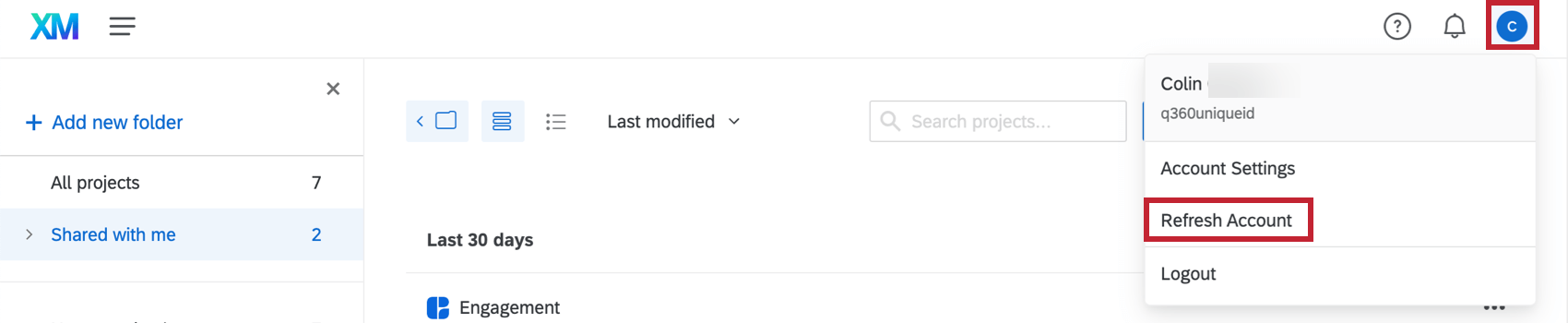 la opción de actualización de cuenta en el menú de configuración de la cuenta