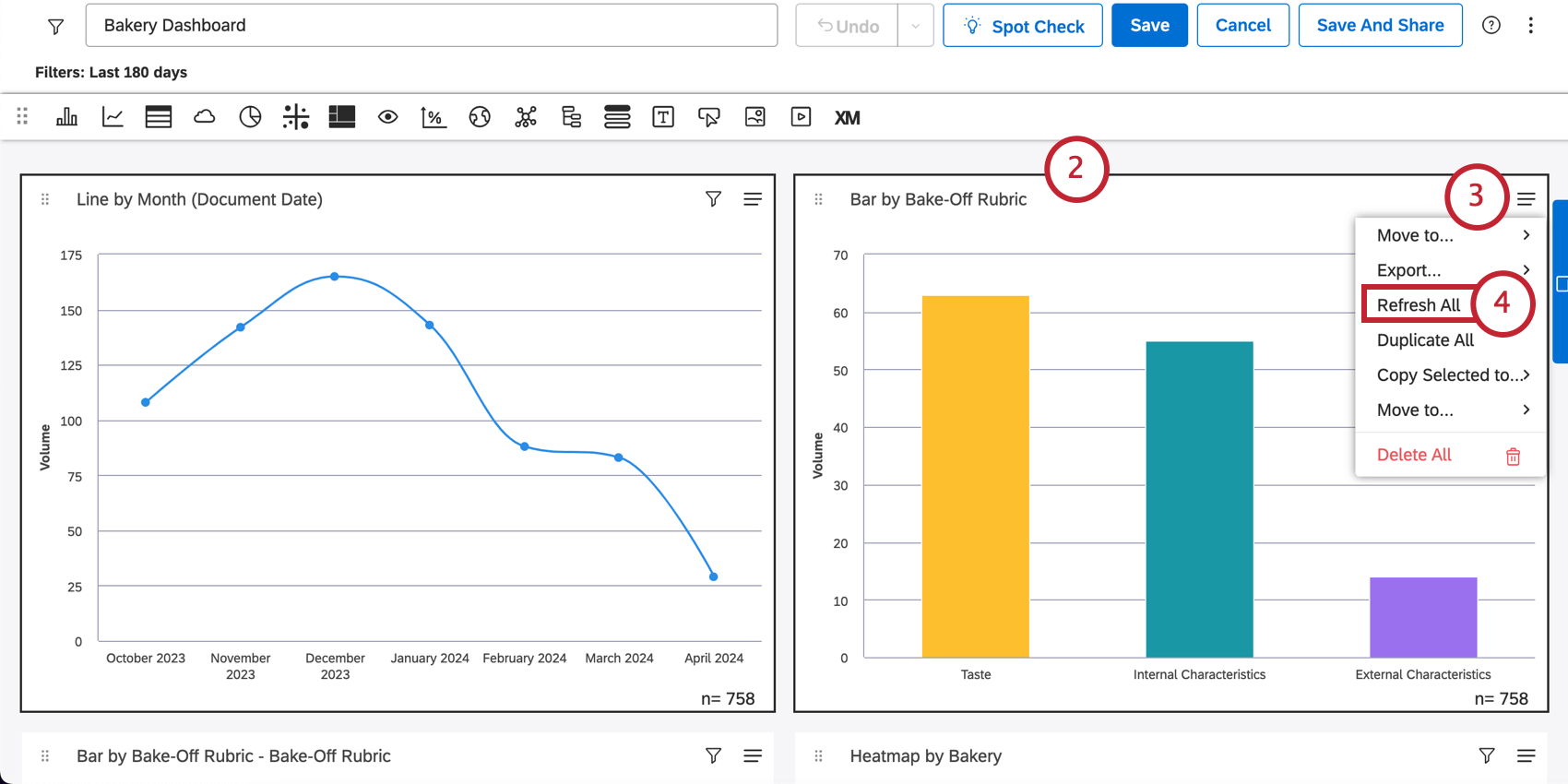 Mehrere Widgets ausgewählt. Menü öffnen und alle ausgewählten aktualisieren