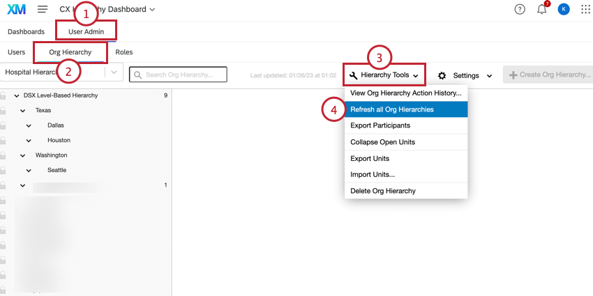 refreshing the org hierarchy