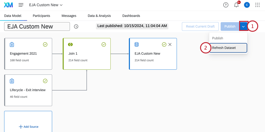 データセットのリフレッシュ