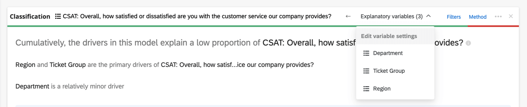 Len-tête supérieur contient le nom dune variable, une flèche, puis la liste déroulante décrite