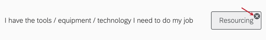 hovering over a category to remove it