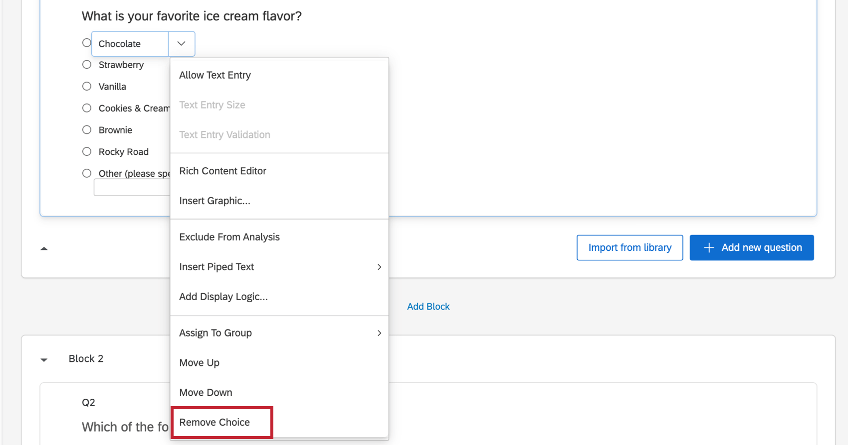 Last option in the menu the blue arrow opens