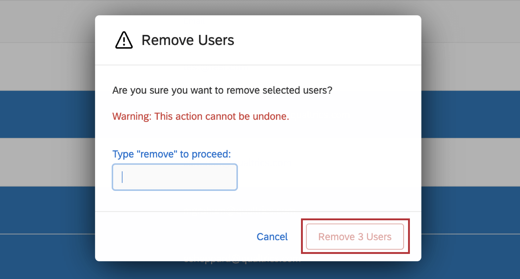remove users confirmation button