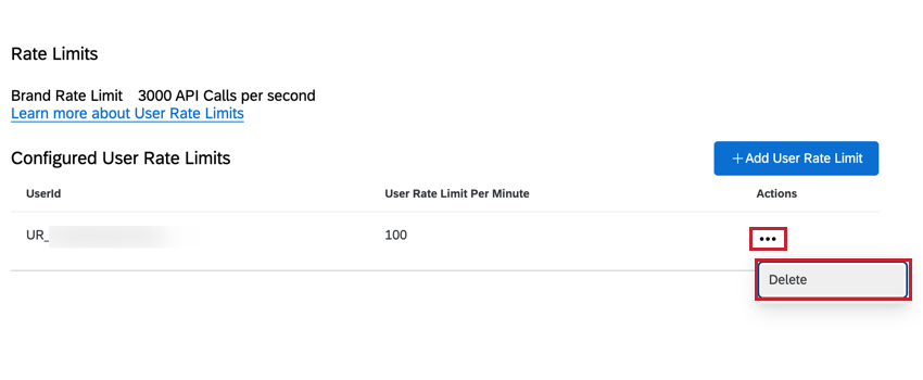 suppression dune limite de taux pour un utilisateur individuel