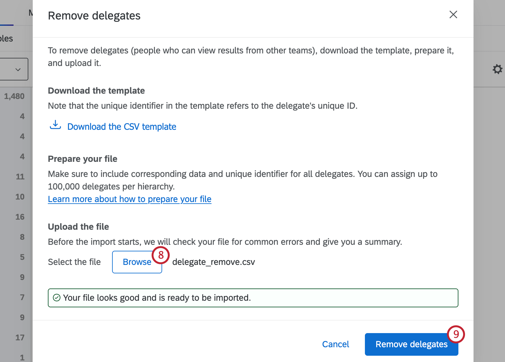 clicking browse and then import after selecting the file