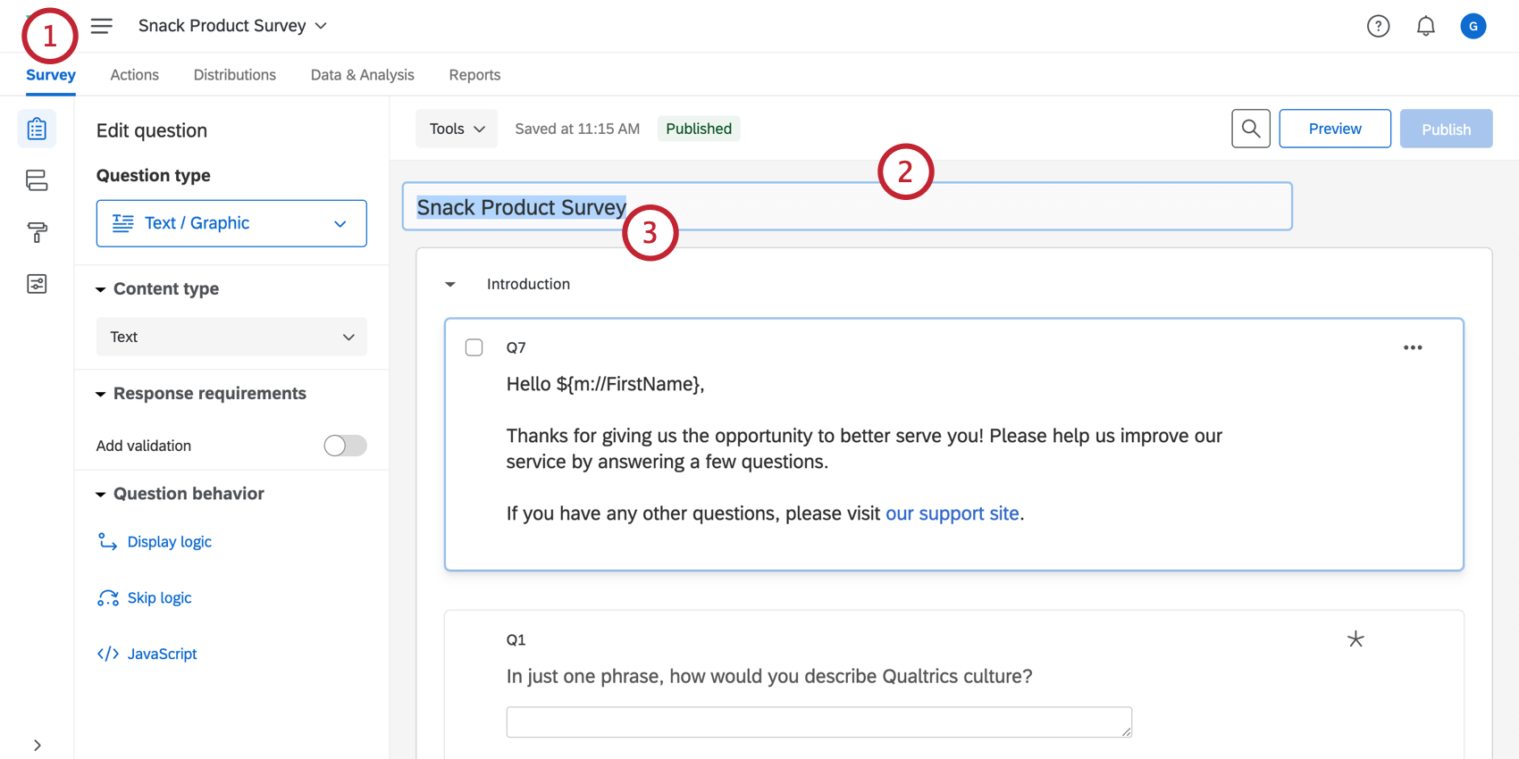 Editar el nombre del proyecto desde el editor de encuesta